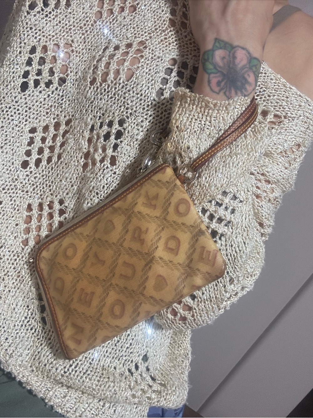 Dooney & Bourke Tan heart Patterned Wristlet
